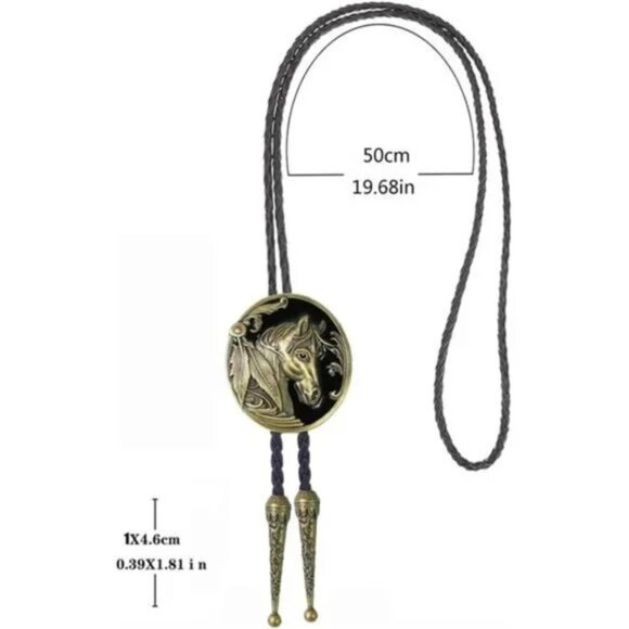 Bolo Tie Leather Braided Cowboy  Vintage Bolo Tie for Men - Picture 5 of 6